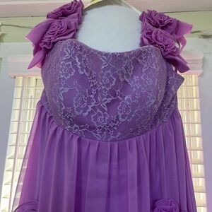 Purple empire waist goddess gown